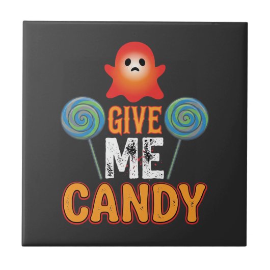 Gib mir Candy Halloween Geist_1 Fliese (Vorderseite)