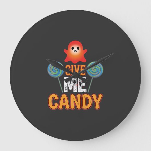 Gib mir Candy Halloween Geist_1 Große Wanduhr (Vorderseite)