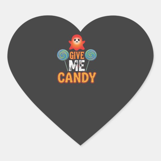 Gib mir Candy Halloween Geist_1 Herz-Aufkleber (Vorderseite)