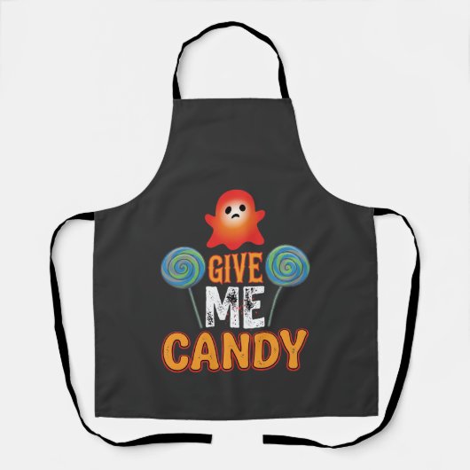 Gib mir Candy Halloween Geist_1 Schürze (Vorderseite)