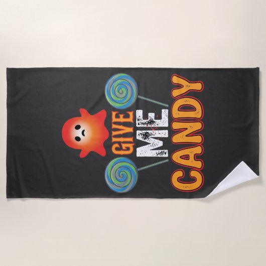 Gib mir Candy Halloween Geist_1 Strandtuch (Vorderseite)