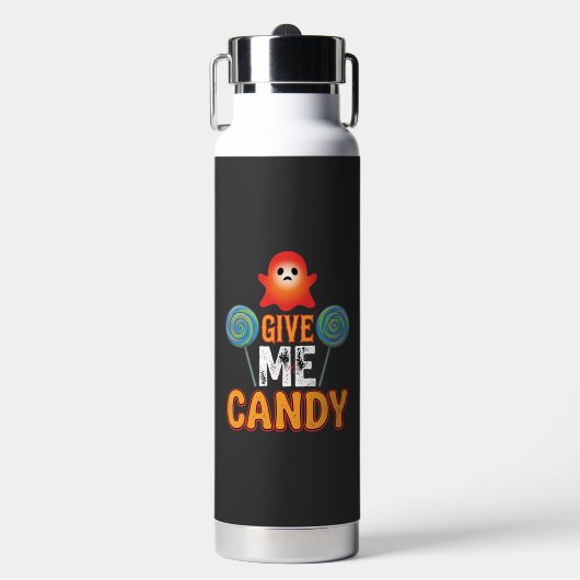 Gib mir Candy Halloween Geist_1 Trinkflasche (Vorderseite)