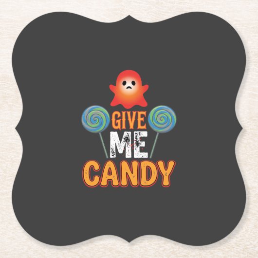 Gib mir Candy Halloween Geist_1 Untersetzer (Vorderseite)