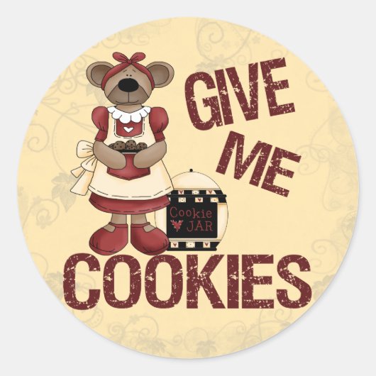 Gib mir Cookies Runder Aufkleber (Vorderseite)