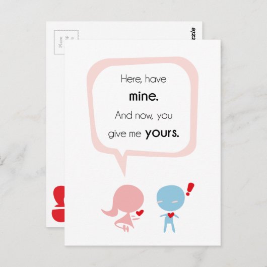 Gib mir dein Herz Postkarte (Vorne/Hinten)