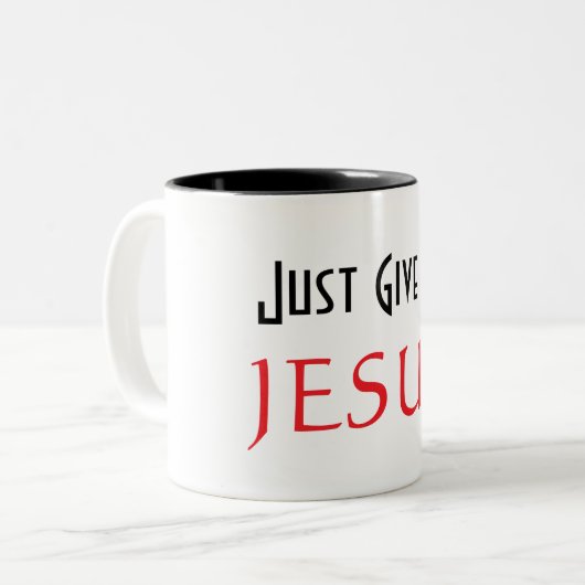 Gib mir einfach JESUS Zweifarbige Tasse (Vorderseite Links)