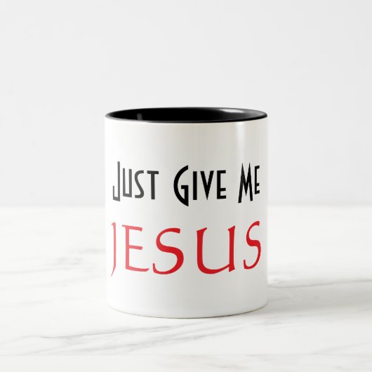 Gib mir einfach JESUS Zweifarbige Tasse (Mittel)