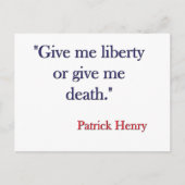 Gib mir Freiheit oder gib mir Tod Patrick Henry Postkarte (Vorderseite)