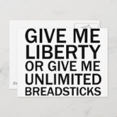 Gib mir Freiheit oder gib mir unbegrenzte Breadsti Postkarte (Vorne/Hinten)