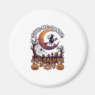 Gib mir Kaugummi, rufe gruselige Hexe Mond Kürbiss Magnet
