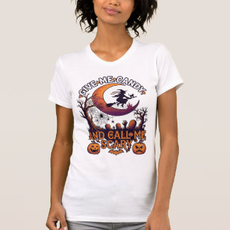 Gib mir Kaugummi, rufe gruselige Hexe Mond Kürbiss T-Shirt