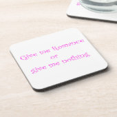 Gib mir Romance oder gib mir einen Kork-Untersetze Getränkeuntersetzer (Linke Seite)