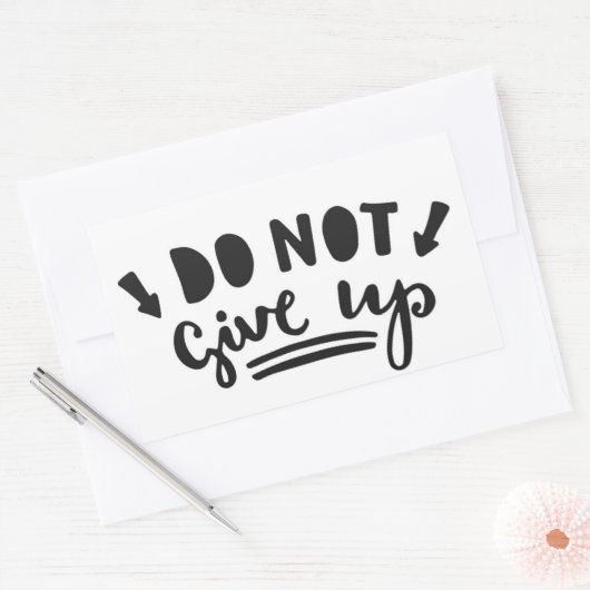 Gib nicht auf rechteckiger aufkleber (Umschlag)