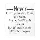 Gib nie auf notizblock (Vorderseite)