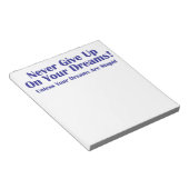 Gib nie auf notizblock (angewinkelt)