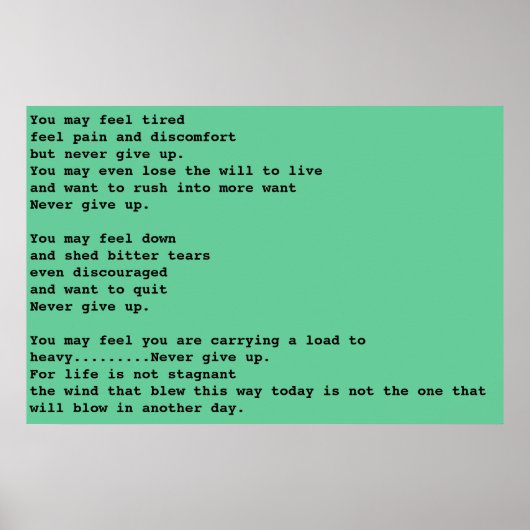 Gib nie auf poster (Vorne)