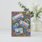 Gib nie auf postkarte (Stehend Vorderseite)