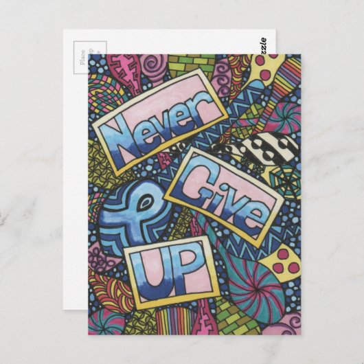 Gib nie auf postkarte (Vorne/Hinten)