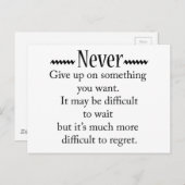 Gib nie auf postkarte (Vorne/Hinten)