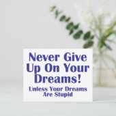 Gib nie auf postkarte (Stehend Vorderseite)