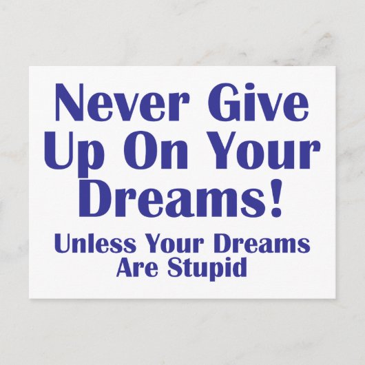 Gib nie auf postkarte (Vorderseite)