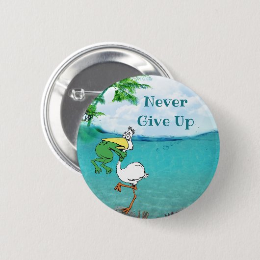 Gib nie Froschvogel auf Button (Vorne & Hinten)