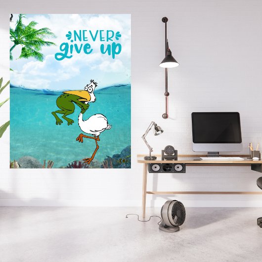 Gib nie Froschvogel auf Fotodruck