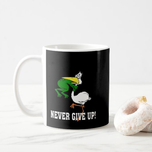 Gib nie Froschvogel auf Kaffeetasse (Mit Donut)