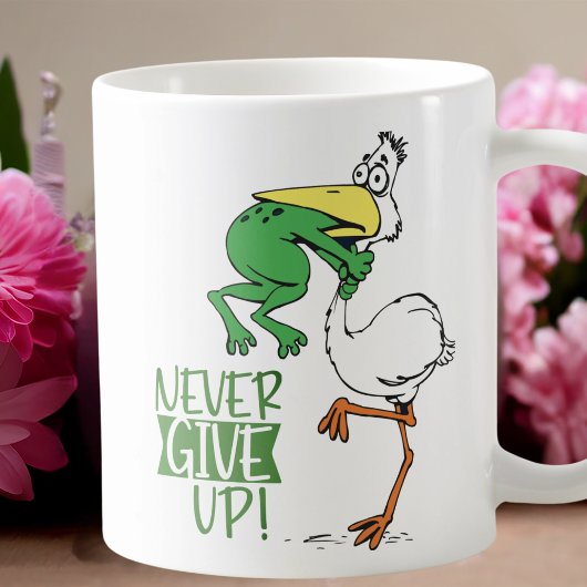 Gib nie Froschvogel auf Kaffeetasse