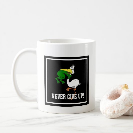 Gib nie Froschvogel auf Kaffeetasse (Mit Donut)