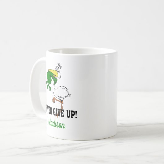 Gib nie Froschvogel auf Kaffeetasse (Vorderseite Links)
