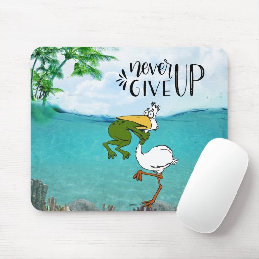 Gib nie Froschvogel auf Mousepad (Mit Mouse)