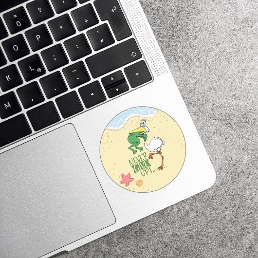 Gib nie Froschvogel auf Runder Aufkleber