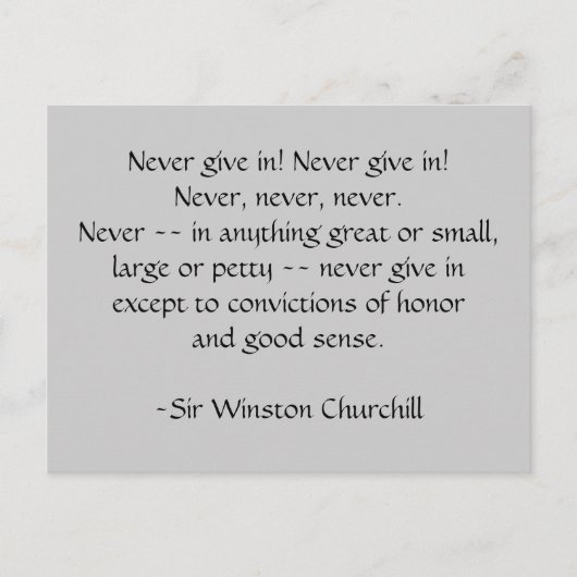 Gib nie nach! Postkarte (Vorderseite)