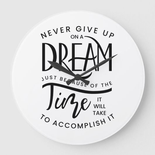 Gib niemals auf eine Traumuhr auf! Große Wanduhr (Vorderseite)