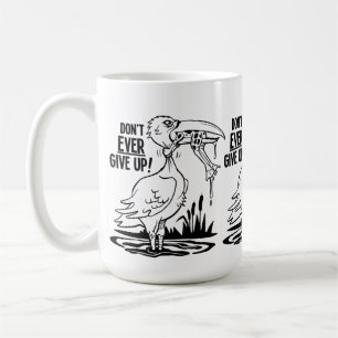 Gib niemals auf Pelikan und Frosch Kaffeetasse