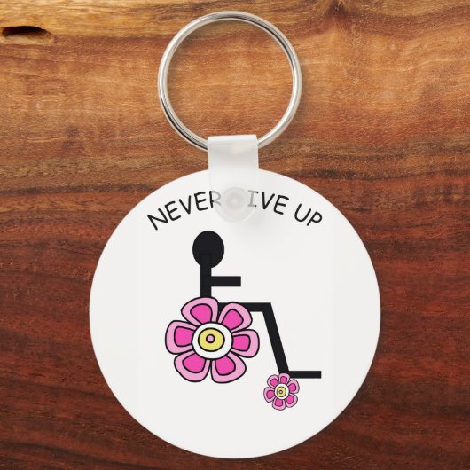 Gib niemals Blume Power Schlüsselanhänger auf (Vorderseite)