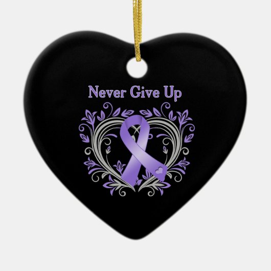 Gib niemals das Herz-Hodgkin-Lymphom auf Keramikornament (Vorne)