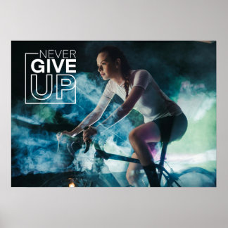Gib niemals die Motivierend Fahrradwand auf Poster