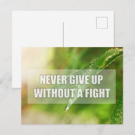 Gib niemals kampflos auf postkarte (Vorne/Hinten)