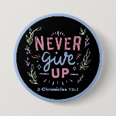 Gib niemals Motivierend Pelikane und Frosch auf Button (Vorderseite)