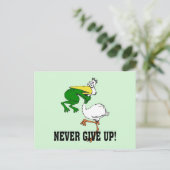 Gib niemals Motivierend Pelikane und Frosch auf Postkarte (Stehend Vorderseite)