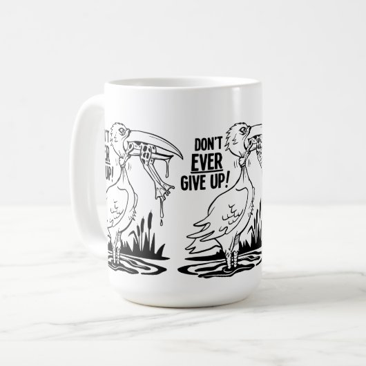 Gib niemals Pelican und Frosch auf Kaffeetasse (Vorderseite Links)