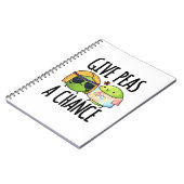 Gib Peas A Chance Funny Hippie Peas Puff Notizblock (Linke Seite)