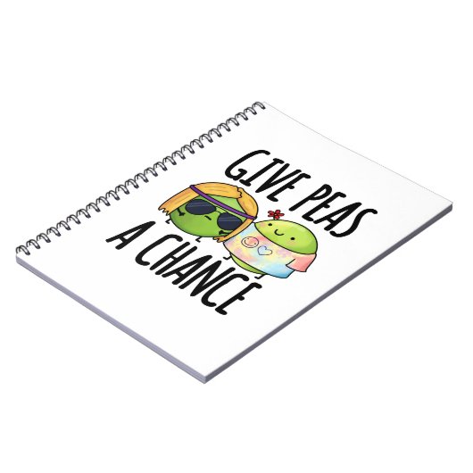 Gib Peas A Chance Funny Hippie Peas Puff Notizblock (Linke Seite)