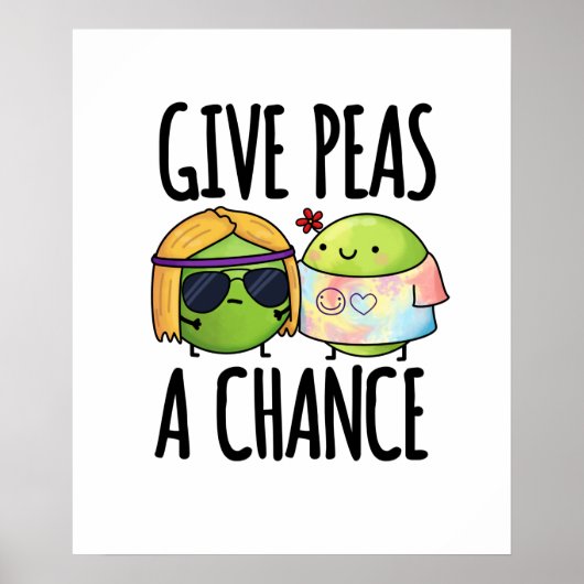Gib Peas A Chance Funny Hippie Peas Puff Poster (Vorne)