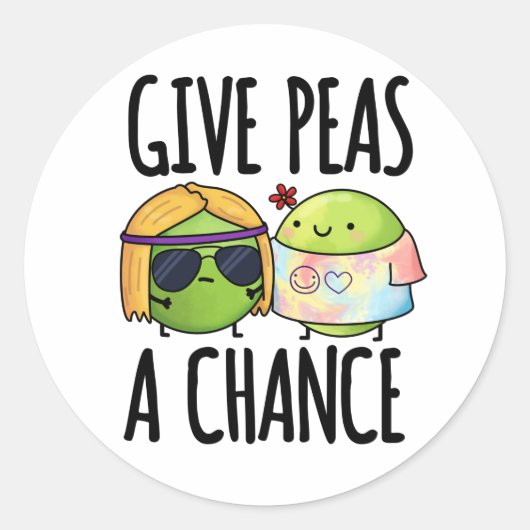 Gib Peas A Chance Funny Hippie Peas Puff Runder Aufkleber (Vorderseite)