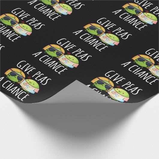 Gib Peas a Chance Funny Hippie Peas Pun Dark BG Geschenkpapier (Ecke)