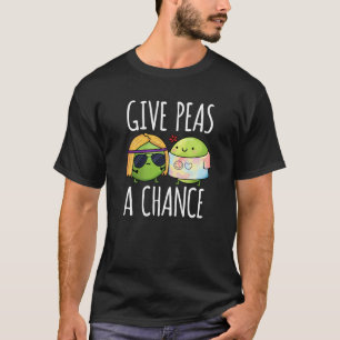 Gib Peas a Chance Funny Hippie Peas Pun Dark BG T-Shirt