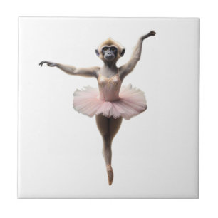 Gibbon-Affen-Ballett-Tänzer in einem Tutu, Fliese